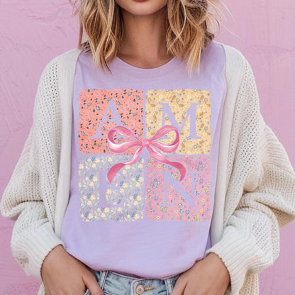 Comfort Colors Christian Shirt, Mama and Mini Shirt, Mommy Me Easter Shirt, Amen Shirt, Bow Shirt, Floral Christian Shirt, Mommy And Me