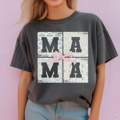 Mama Shirt, Bow Flower Mommy Me, Mama Mini Matching Shirts, Floral Mama Shirt, Mothers Day Gift, Roses Shirt, Comfort Colors, Gift for Mom