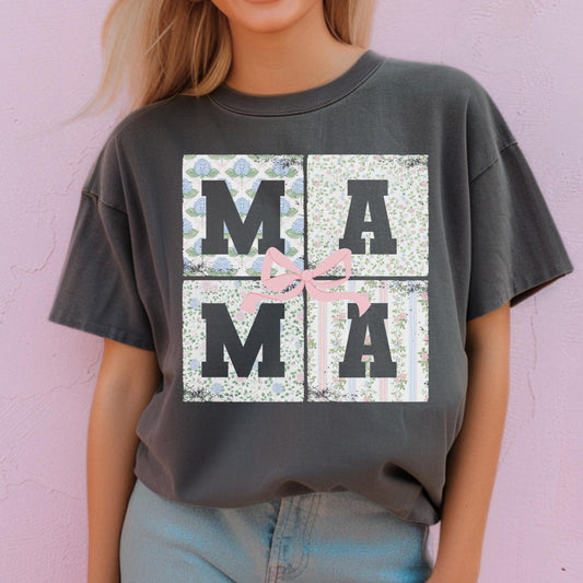 Mama Shirt, Bow Flower Mommy Me, Mama Mini Matching Shirts, Floral Mama Shirt, Mothers Day Gift, Roses Shirt, Comfort Colors, Gift for Mom