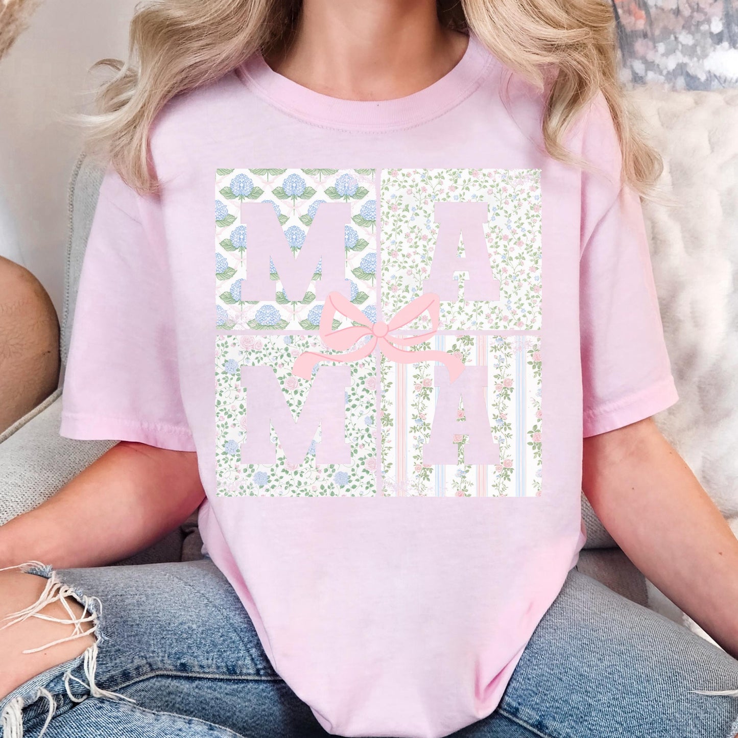 Mama Shirt, Bow Flower Mommy Me, Mama Mini Matching Shirts, Floral Mama Shirt, Mothers Day Gift, Roses Shirt, Comfort Colors, Gift for Mom