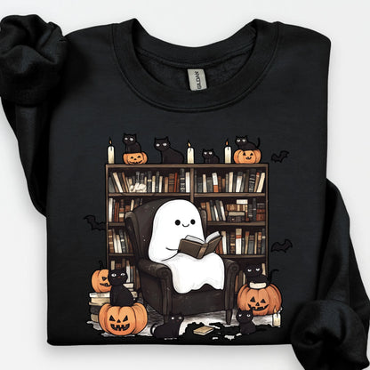Ghost Reading Books Sweatshirt, Librarian Ghost Halloween, Halloween Teacher Sweatshirt, Halloween Shirt, Teacher Gift, Retro Boo School