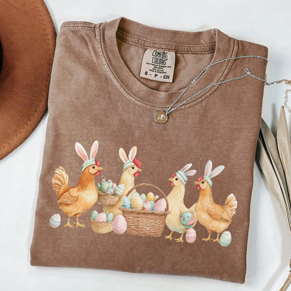 Easter Chickens Shirt Comfort Colors Cute Chicken Shirt Easter Shirt Chicken Lover Easter Gift Easter Graphic Tee Mom Easter Gift