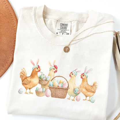 Easter Chickens Shirt Comfort Colors Cute Chicken Shirt Easter Shirt Chicken Lover Easter Gift Easter Graphic Tee Mom Easter Gift