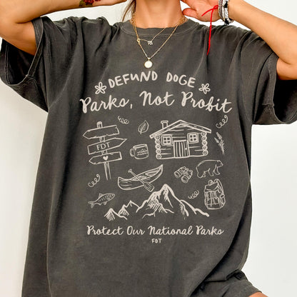 Protect National Parks Shirt, National Park Bear, Anti Trump DOGE Comfort Colors® Tee, FDT Trump Progressive Liberal Funny Political Gift