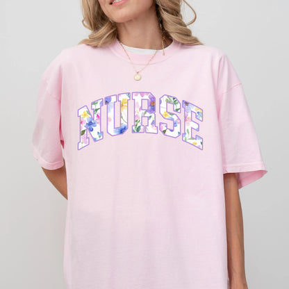 Floral Nurse Shirt, Nurse Appreciation, Comfort Colors, Registered Nurse Shirt, Nursing School Tee, Spring Floral Nursing Shirt, Nurse Gift