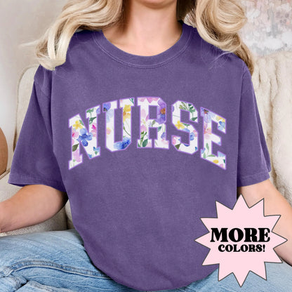 Floral Nurse Shirt, Nurse Appreciation, Comfort Colors, Registered Nurse Shirt, Nursing School Tee, Spring Floral Nursing Shirt, Nurse Gift