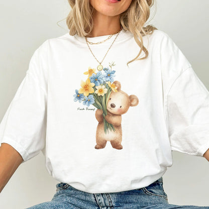 Subtle Fck Trump Bear Shirt, Anti Trump Easter Shirt Comfort Colors, FDT Shirt Gift for Democrat, F Trump Progressive Liberal Flowers Tee