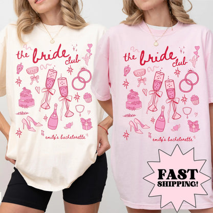 Custom Bride Bridesmaid Shirt, Comfort Colors, Bridal Party Gift, Wedding Day Getting Ready, Trendy Bachelorette Merch, Group Matching Tee