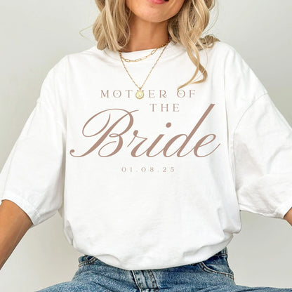 Personalized Mother Of The Bride Shirt, Comfort Colors Mother Of The Groom Shirt, Mom Of Bride Shirt, Custom Wedding Party Date Shirt