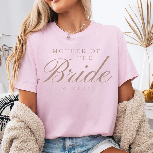 Personalized Mother Of The Bride Shirt, Comfort Colors Mother Of The Groom Shirt, Mom Of Bride Shirt, Custom Wedding Party Date Shirt