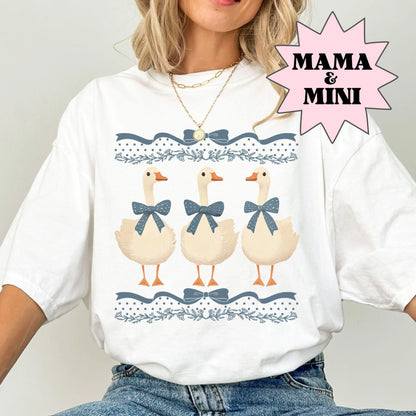 Mama Mini Goose Shirt, Comfort Colors, Goose Bow Shirt, Ribon, Cute Easter Shirt, Mama Mini Shirts, Retro Spring Shirt, Mothers Day Shirt