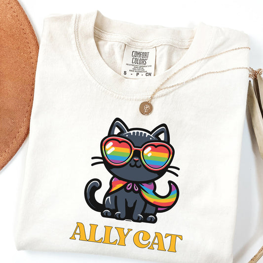Comfort Colors Pride Shirt, Gay Shirt, LGBTQ Shirt, Lesbian Shirt, Inclusive Shirt, Trans Shirt, Queer Tee, Nonbinary, Gay Ally Cat Shirt,