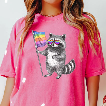 Comfort Colors Pride Shirt, Gay Shirt, LGBTQ Shirt, Lesbian Tee, Inclusive Shirt, Transgender Shirt, Equality Shirt, Gay Raccoon Shirt
