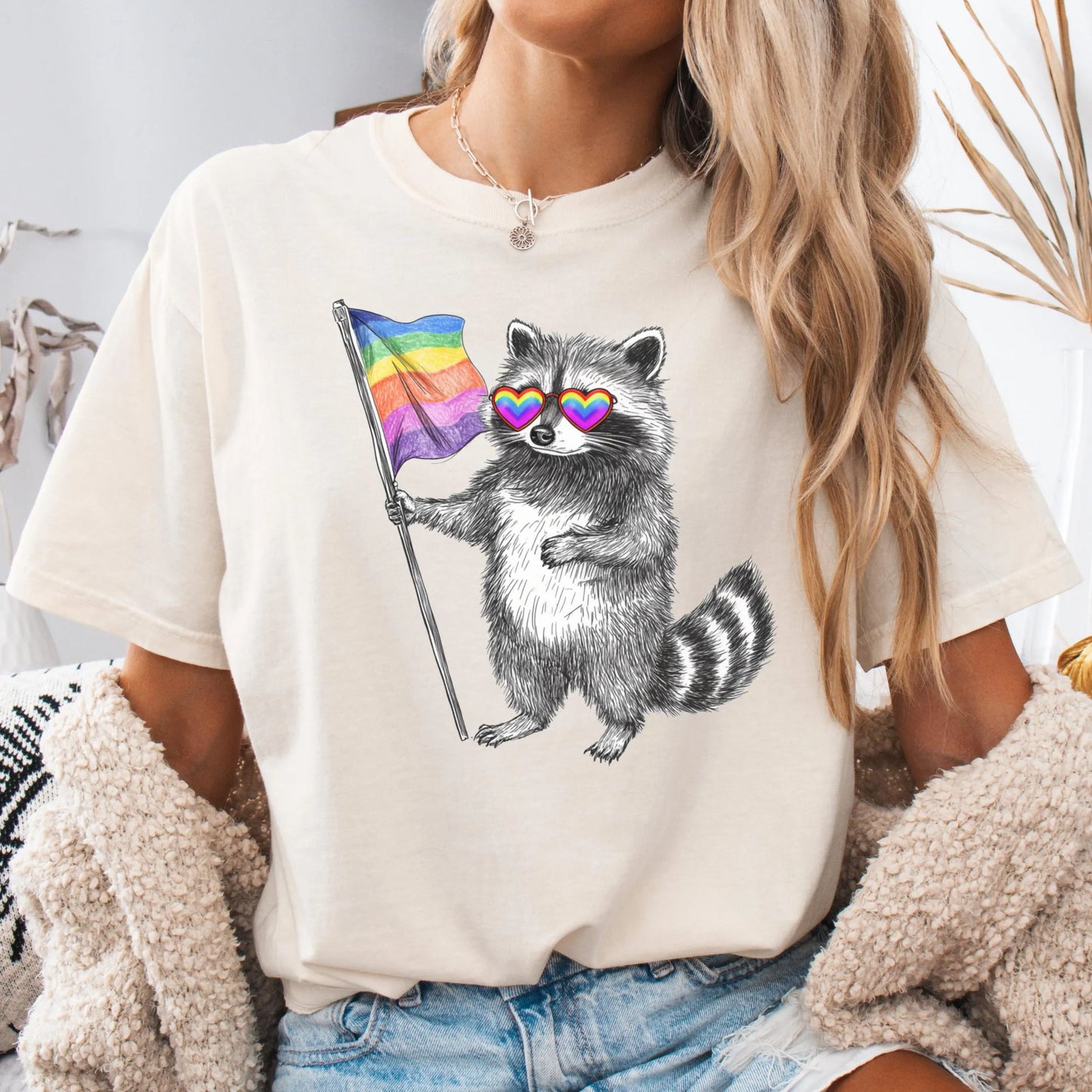 Comfort Colors Pride Shirt, Gay Shirt, LGBTQ Shirt, Lesbian Tee, Inclusive Shirt, Transgender Shirt, Equality Shirt, Gay Raccoon Shirt