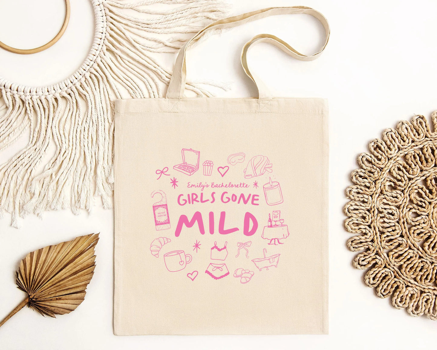 Girls Gone Mild Bachelorette Tote, Club Bachelorette, Aesthetic Bach Tote, Custom Wedding Party Gift, Girls Trip Tote Bag, Bride Tribe Gift