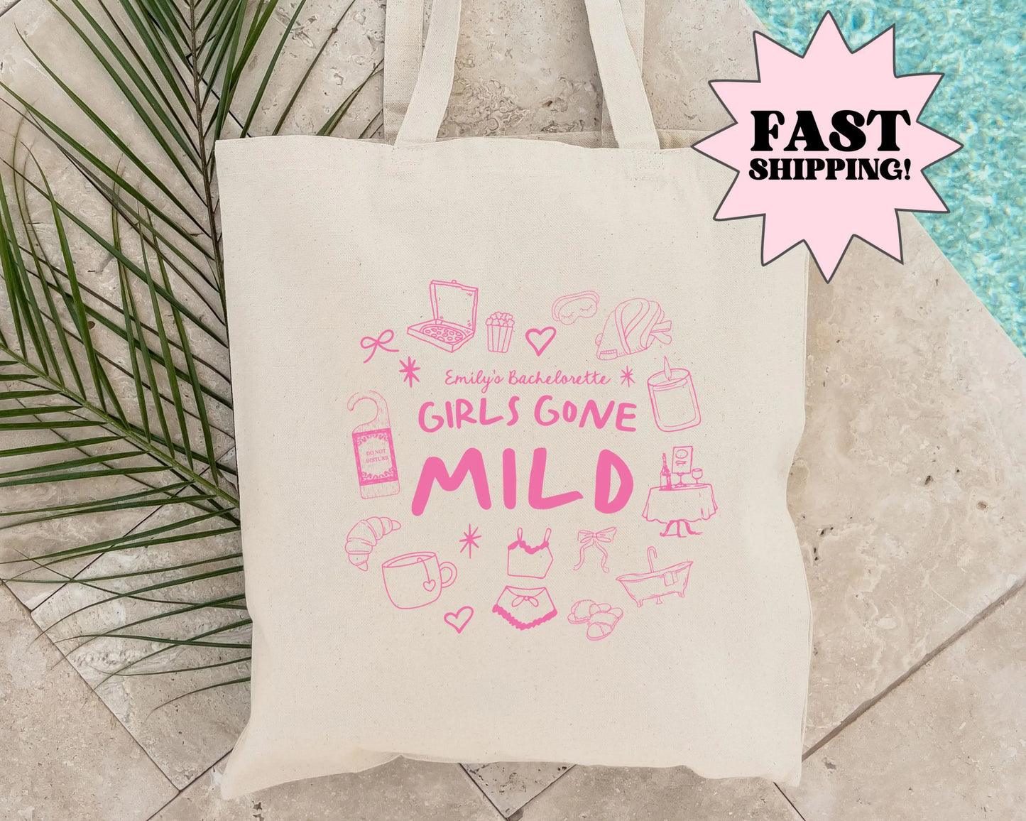 Girls Gone Mild Bachelorette Tote, Club Bachelorette, Aesthetic Bach Tote, Custom Wedding Party Gift, Girls Trip Tote Bag, Bride Tribe Gift