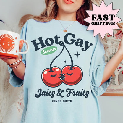 Comfort Colors Pride Shirt, Gay Shirt, LGBTQ Shirt, Lesbian Tee, Inclusive Shirt, Transgender Shirt, Equality Shirt, Fruity Cherries Shirt