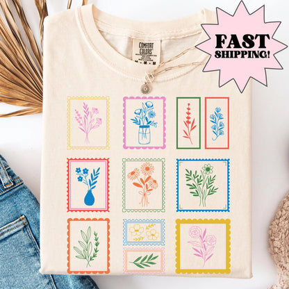 Comfort Colors Pride Shirt, Floral Shirt, LGBTQ Shirt, Trans Shirt, Lesbian Tee, Inclusive Shirt, Transgender Shirt, Stamp Tee, Floral Shirt