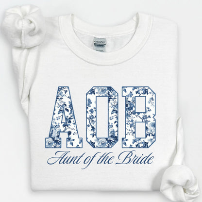 Toile De Jouy Aunt of the Bride Sweatshirt, AOB Shirts, Getting Ready Bridal Party Outfit, Floral Aunt Gift, Coquette Auntie Sweater