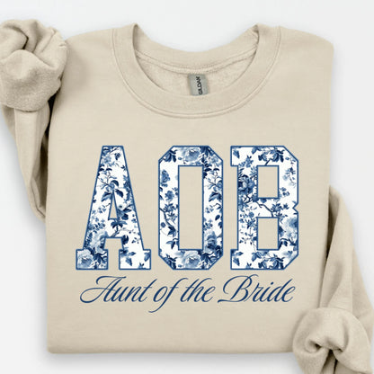Toile De Jouy Aunt of the Bride Sweatshirt, AOB Shirts, Getting Ready Bridal Party Outfit, Floral Aunt Gift, Coquette Auntie Sweater