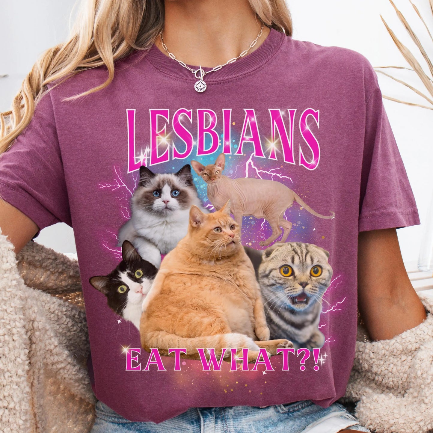 Comfort Colors Lesbian Shirt, Lesbian Pride Shirt, Gay Shirt, LGBTQ Shirt, Cat Shirt, Inclusive Shirt, Lesbians Eat What Shirt, Funny Gift