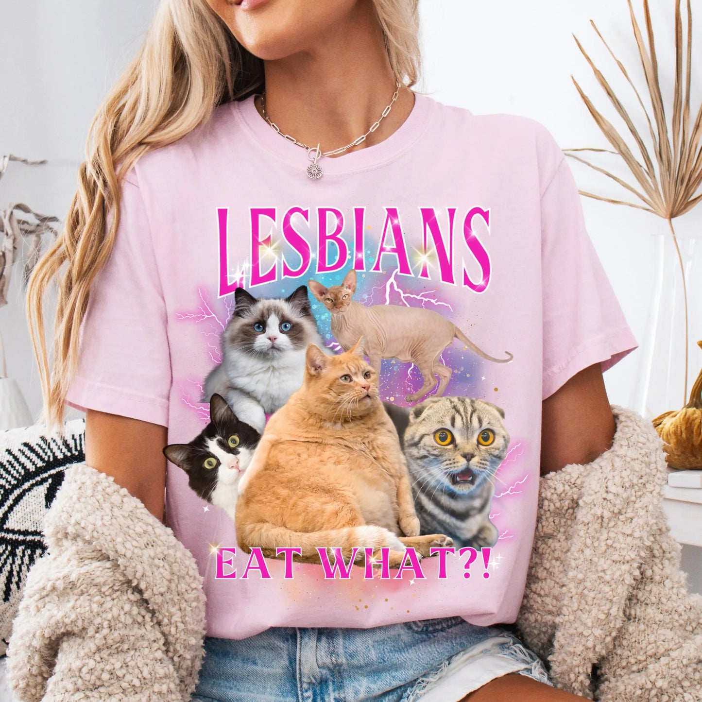 Comfort Colors Lesbian Shirt, Lesbian Pride Shirt, Gay Shirt, LGBTQ Shirt, Cat Shirt, Inclusive Shirt, Lesbians Eat What Shirt, Funny Gift