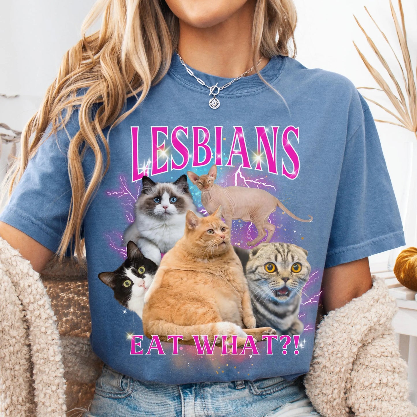 Comfort Colors Lesbian Shirt, Lesbian Pride Shirt, Gay Shirt, LGBTQ Shirt, Cat Shirt, Inclusive Shirt, Lesbians Eat What Shirt, Funny Gift