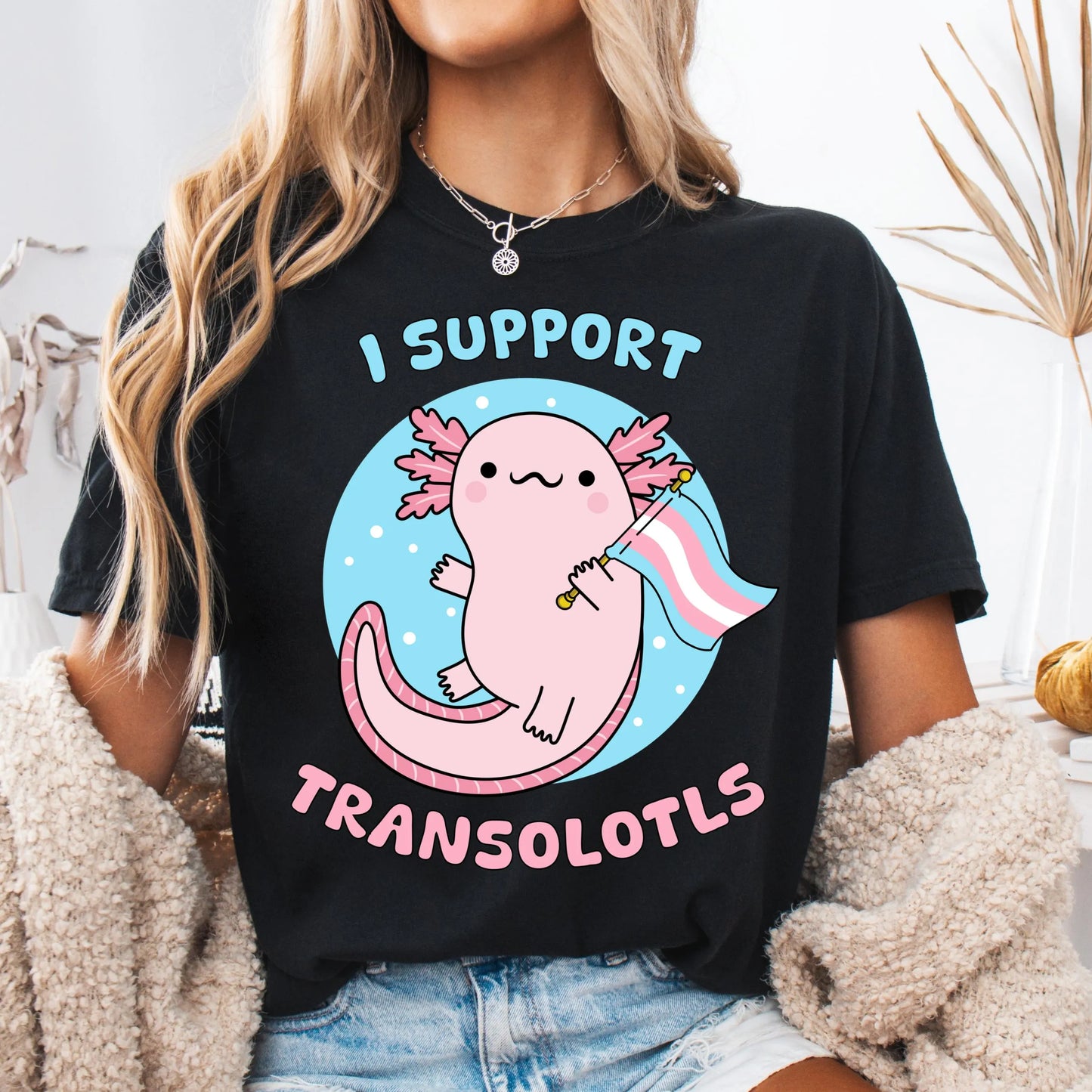 Comfort Colors Trans Shirt, Gay Shirt, Pride Shirt, Lesbian Shirt, Inclusive Shirt, Transgender Ally Shirt, Nonbinary Tee, Axolotl Shirt