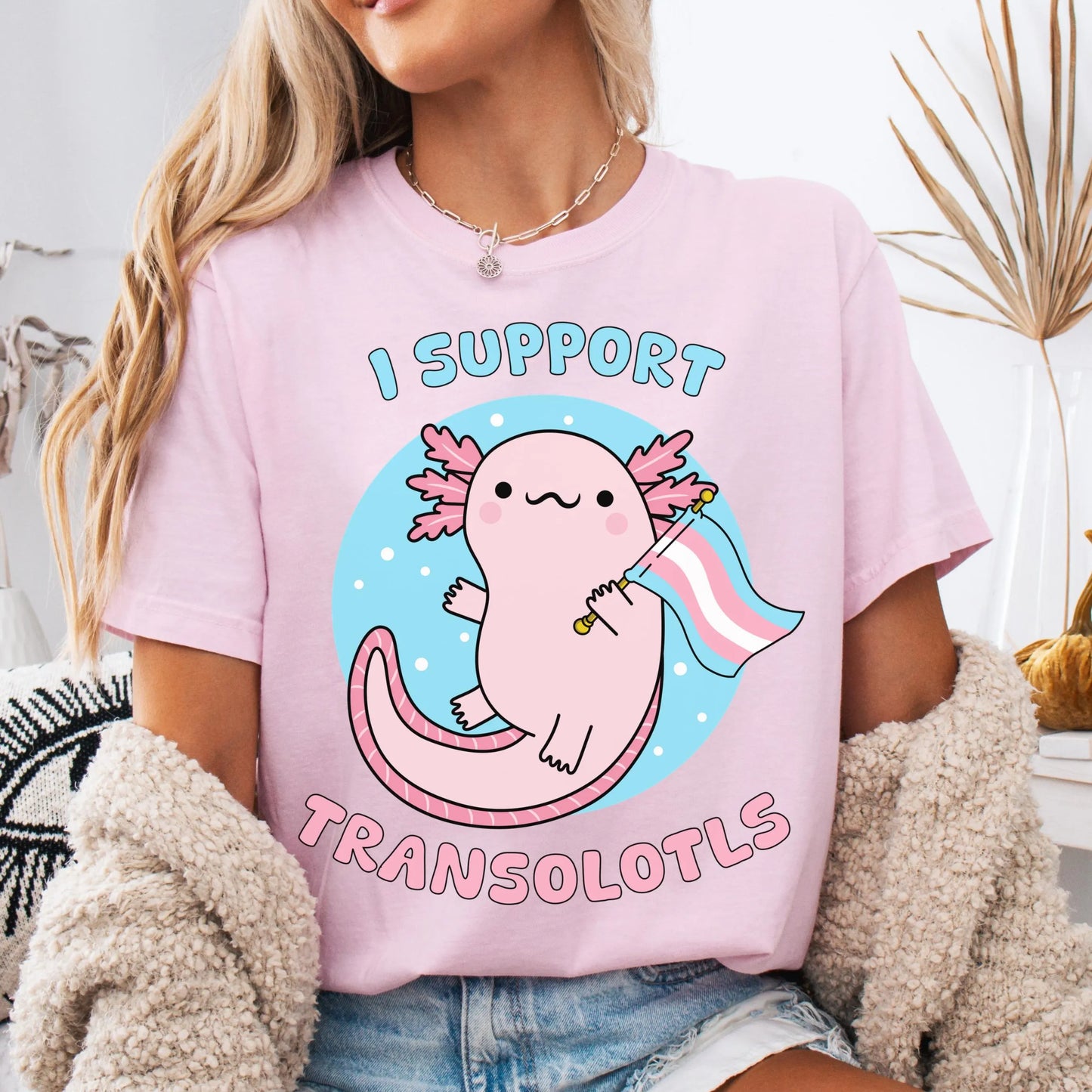 Comfort Colors Trans Shirt, Gay Shirt, Pride Shirt, Lesbian Shirt, Inclusive Shirt, Transgender Ally Shirt, Nonbinary Tee, Axolotl Shirt