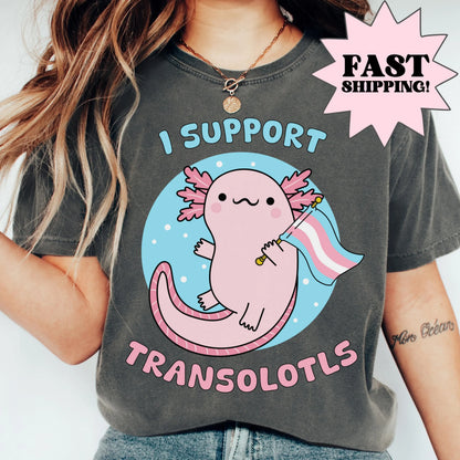 Comfort Colors Trans Shirt, Gay Shirt, Pride Shirt, Lesbian Shirt, Inclusive Shirt, Transgender Ally Shirt, Nonbinary Tee, Axolotl Shirt