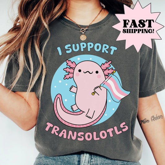 Comfort Colors Trans Shirt, Gay Shirt, Pride Shirt, Lesbian Shirt, Inclusive Shirt, Transgender Ally Shirt, Nonbinary Tee, Axolotl Shirt