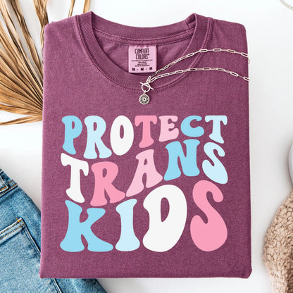 Comfort Colors Trans Shirt, Gay Shirt, Pride Shirt, Lesbian Shirt, Inclusive Shirt, Floral Shirt, Transgender Shirt, Protect Trans Kids Tee