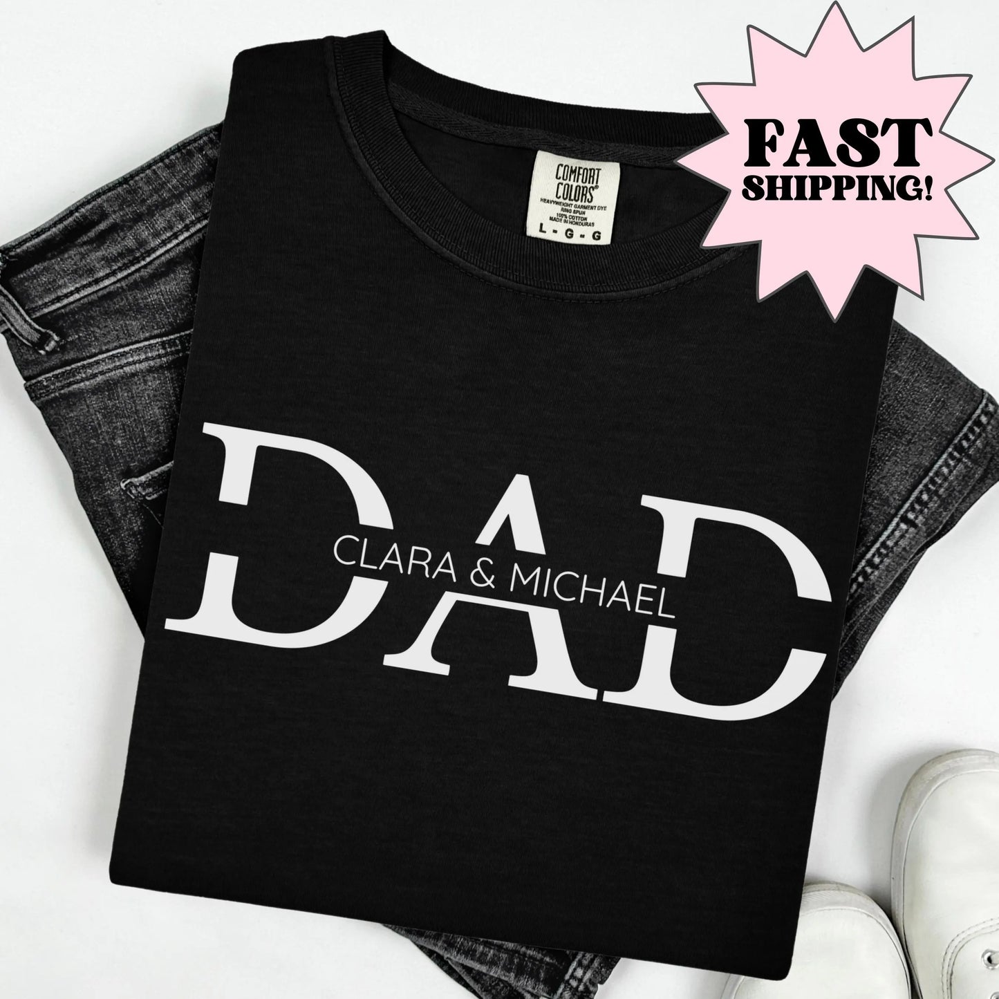 Comfort Colors Fathers Day Shirt, Dad Shirt, Custom Names Dad Tshirt, Funny Dad Shirt, Fathers Day Gift, Dad Gift, Dad Birthday Gift