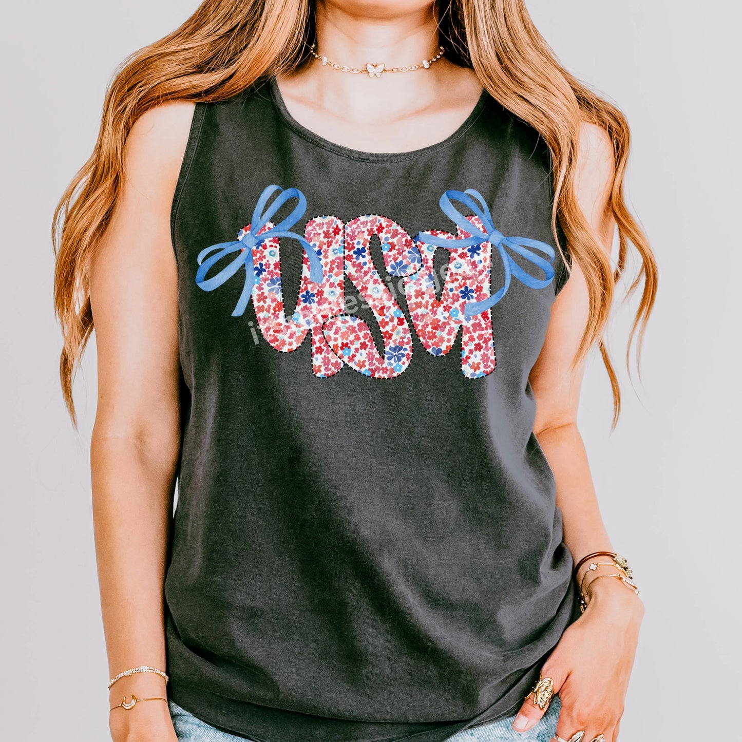 Comfort Colors 4th of July Shirt, USA Shirt, Fourth of July Tank Top, American Flag Shirt, American Citizen Shirt, Floral United States Tank