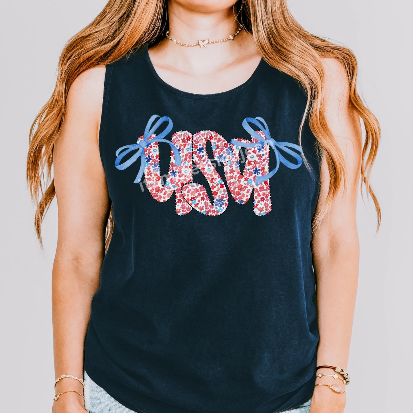 Comfort Colors 4th of July Shirt, USA Shirt, Fourth of July Tank Top, American Flag Shirt, American Citizen Shirt, Floral United States Tank