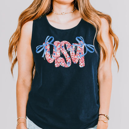 Comfort Colors 4th of July Shirt, USA Shirt, Fourth of July Tank Top, American Flag Shirt, American Citizen Shirt, Floral United States Tank