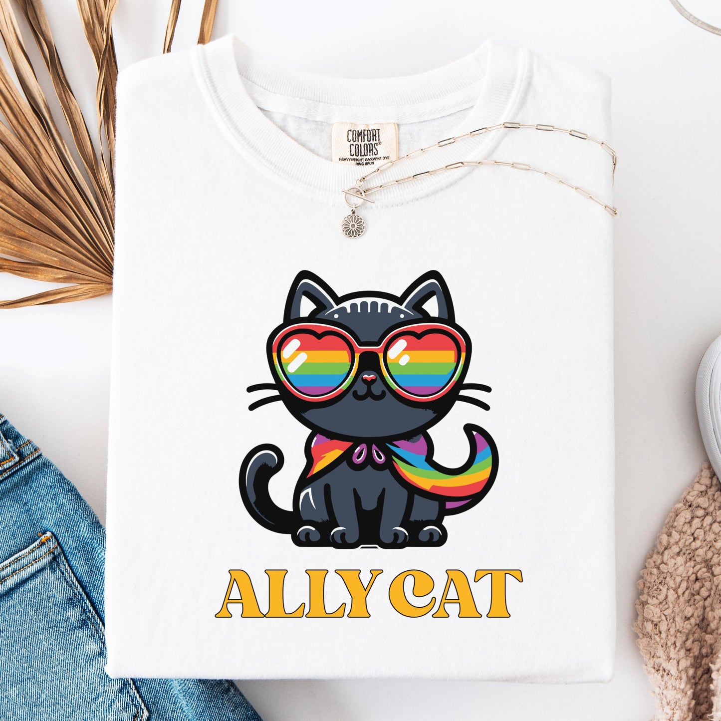 Comfort Colors Pride Shirt, Gay Shirt, LGBTQ Shirt, Lesbian Shirt, Inclusive Shirt, Trans Shirt, Queer Tee, Nonbinary, Gay Ally Cat Shirt,