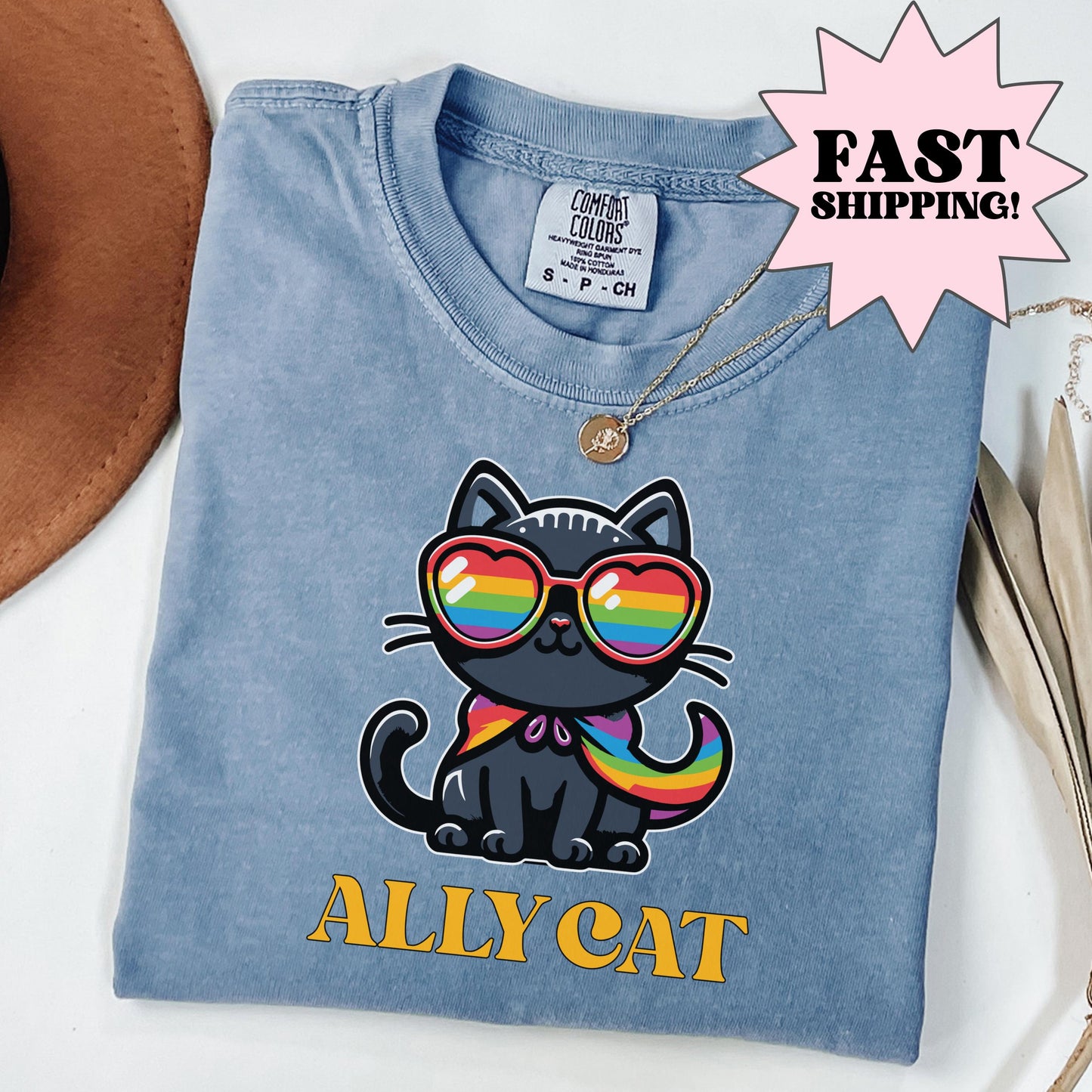 Comfort Colors Pride Shirt, Gay Shirt, LGBTQ Shirt, Lesbian Shirt, Inclusive Shirt, Trans Shirt, Queer Tee, Nonbinary, Gay Ally Cat Shirt,