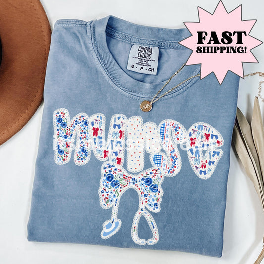 Comfort Colors Nurse Shirt, 4th of July Shirt, USA Shirt, Fourth of July Nurse Shirt, American Flag Shirt, Pediatric Nurse Shirt