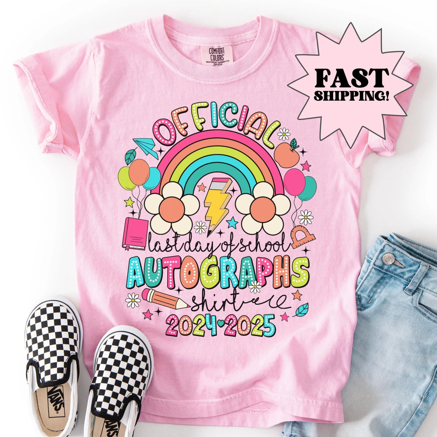 Comfort Colors Youth Last Day of School Shirt, Autograph Shirt, Kids Summer T-Shirt, Schools Out For Summer Shirt,  End of School Shirt
