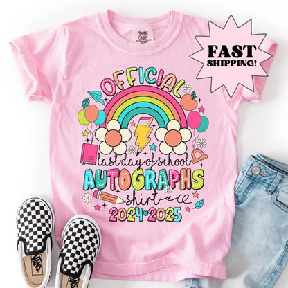 Comfort Colors Youth Last Day of School Shirt, Autograph Shirt, Kids Summer T-Shirt, Schools Out For Summer Shirt,  End of School Shirt