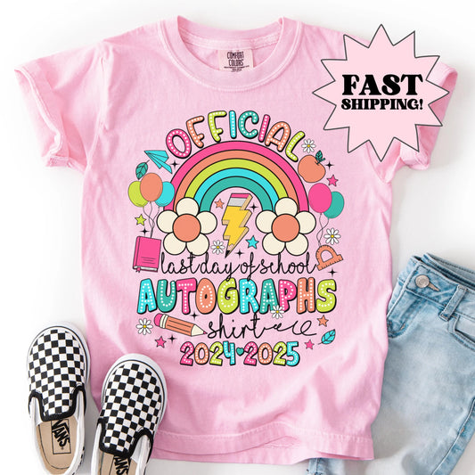 Comfort Colors Youth Last Day of School Shirt, Autograph Shirt, Kids Summer T-Shirt, Schools Out For Summer Shirt,  End of School Shirt