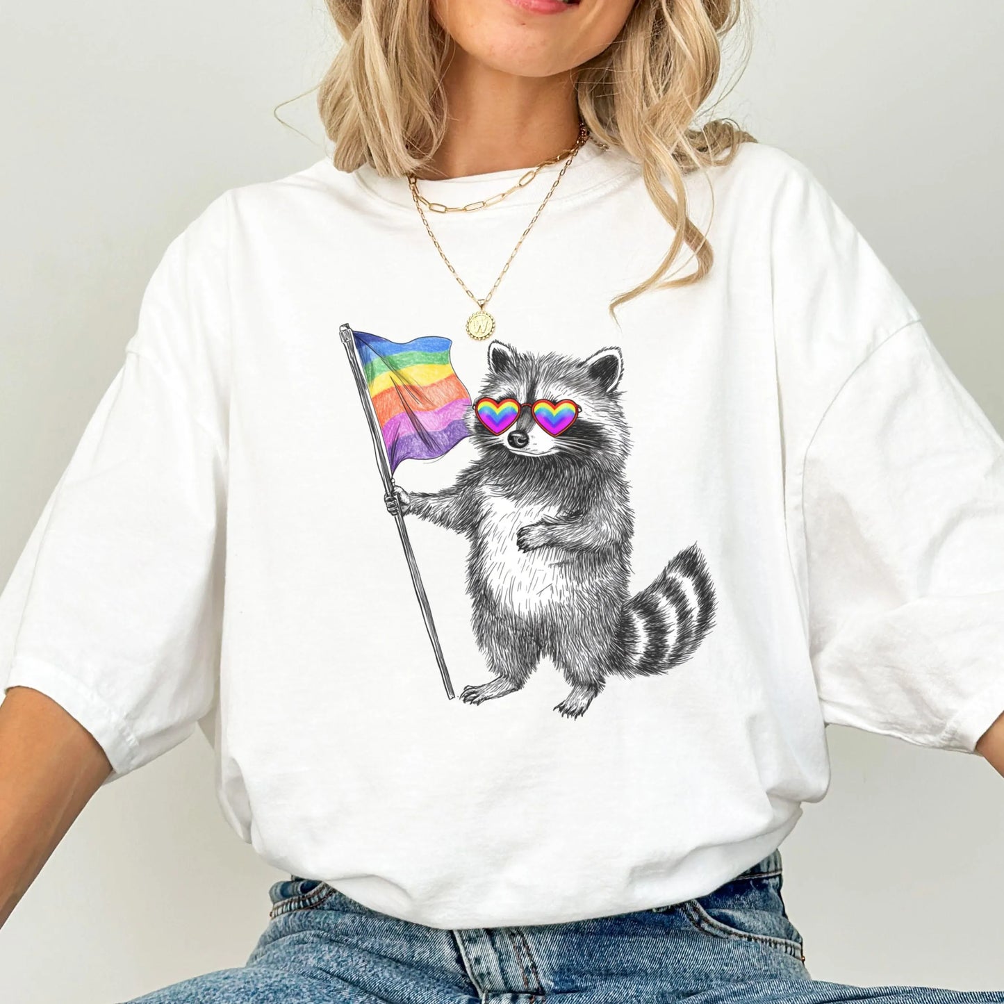 Comfort Colors Pride Shirt, Gay Shirt, LGBTQ Shirt, Lesbian Tee, Inclusive Shirt, Transgender Shirt, Equality Shirt, Gay Raccoon Shirt