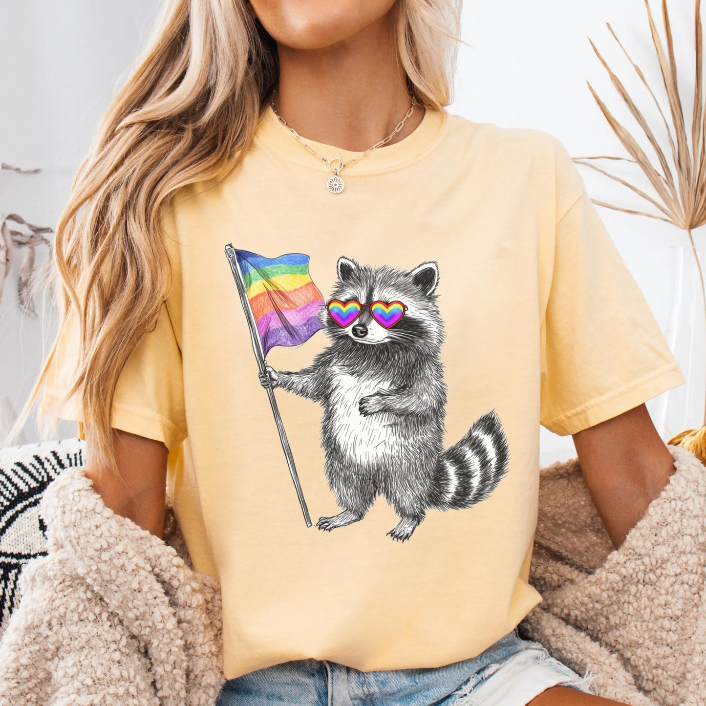 Comfort Colors Pride Shirt, Gay Shirt, LGBTQ Shirt, Lesbian Tee, Inclusive Shirt, Transgender Shirt, Equality Shirt, Gay Raccoon Shirt