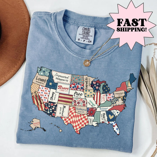 Comfort Colors 4th of July Shirt, USA Shirt, Fourth of July Shirt, American Flag Shirt, America Shirt, United States Shirt, Vintage Tee