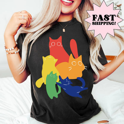 Comfort Colors Pride Shirt, Gay Shirt, LGBTQ Shirt, Lesbian Tee, Inclusive Shirt, Transgender Shirt, Equality Shirt, Gay Cat Shirt, Cat Tee