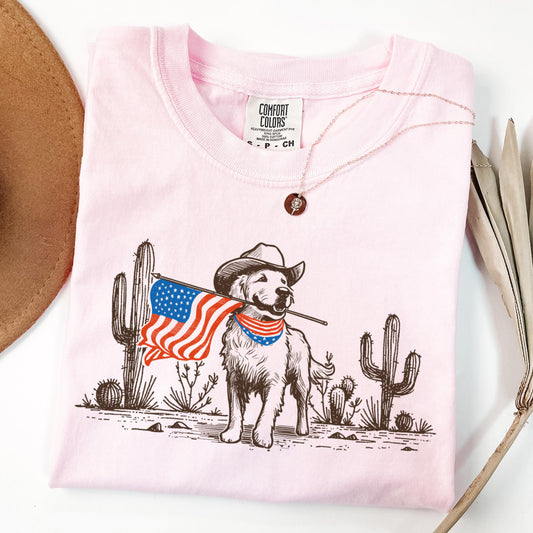 Comfort Colors Dog Shirt, 4th of July Shirt, USA Shirt, Western Shirt, Fourth of July Shirt, American Flag Shirt, America Shirt, Vintage Tee