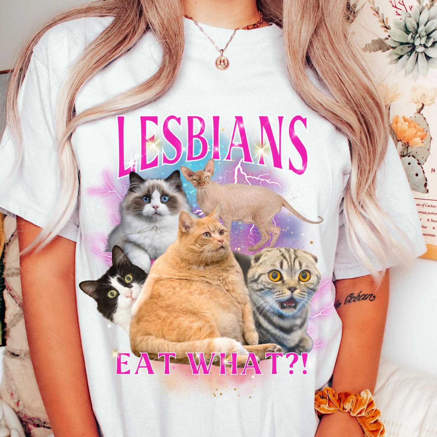 Comfort Colors Lesbian Shirt, Lesbian Pride Shirt, Gay Shirt, LGBTQ Shirt, Cat Shirt, Inclusive Shirt, Lesbians Eat What Shirt, Funny Gift