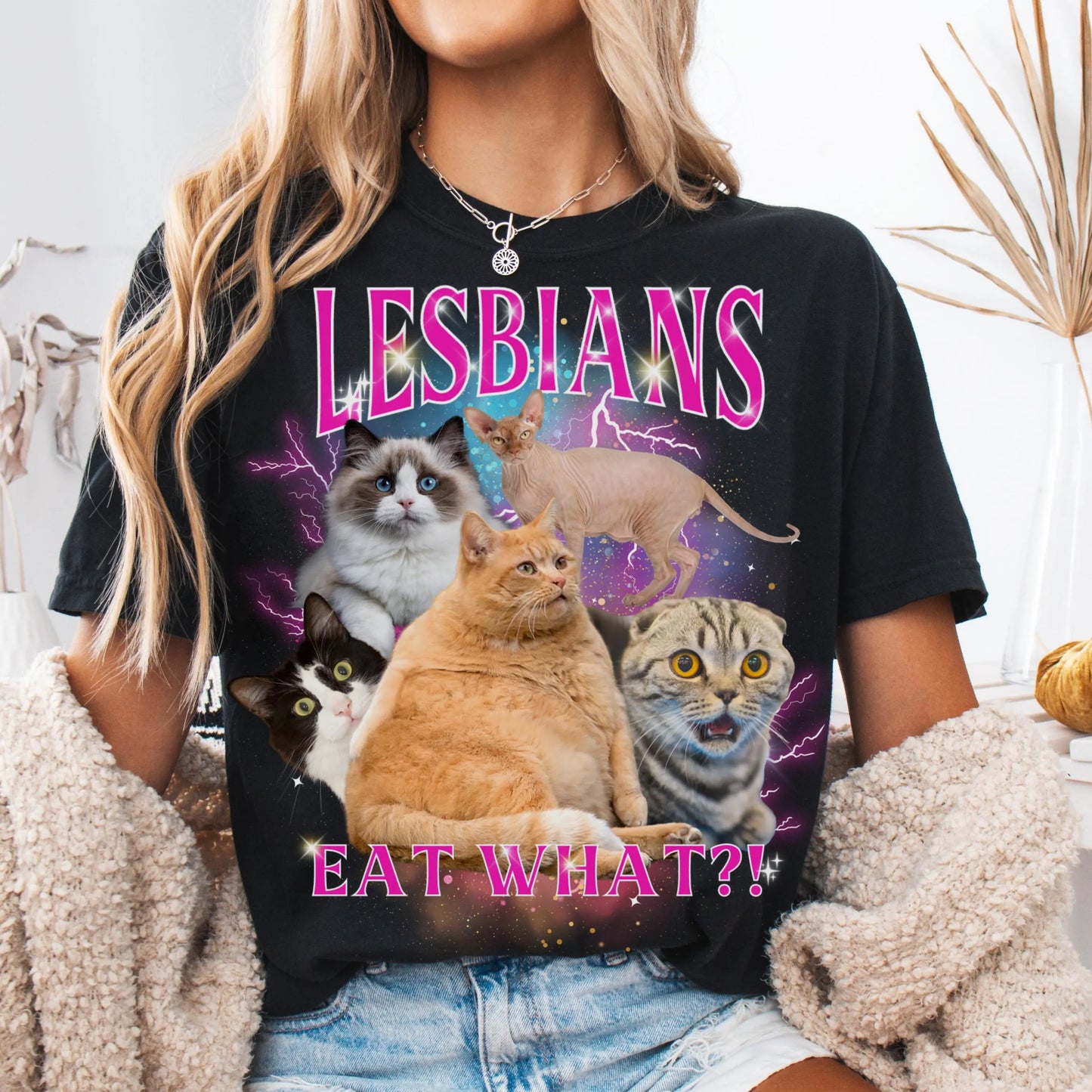 Comfort Colors Lesbian Shirt, Lesbian Pride Shirt, Gay Shirt, LGBTQ Shirt, Cat Shirt, Inclusive Shirt, Lesbians Eat What Shirt, Funny Gift