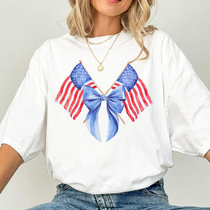 Comfort Colors 4th of July Shirt, USA Shirt, American Flag Shirt, Fourth of July Shirt, American Shirt, Bow Tee, Independence Day Shirt